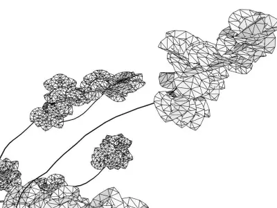 Minimalistic young tree on wooden base 3D model