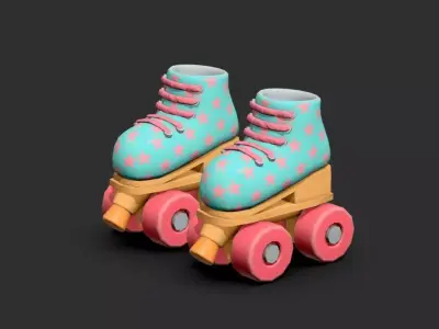Quad roller skates  Low-poly 3D model