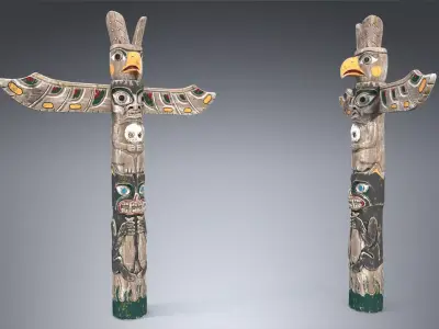 Totem Pole PBR Low-poly 3D model