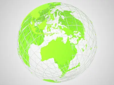 Globe News Skeleton Bright Green 3D model