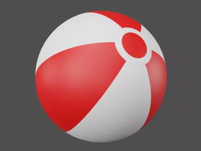 Red Beach Ball Low-poly 3D model