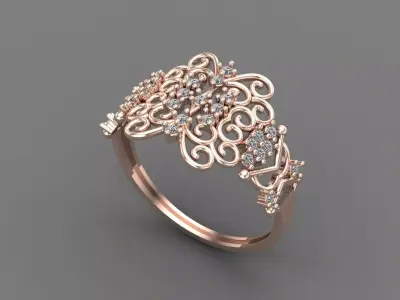Womens Diamond Signet Ring Women Rings 3dmodels 3D print model 3D print model 18
