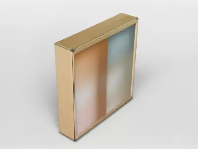 Minimalist Wooden Wall Shelf with Pastel Back Panels 3D model