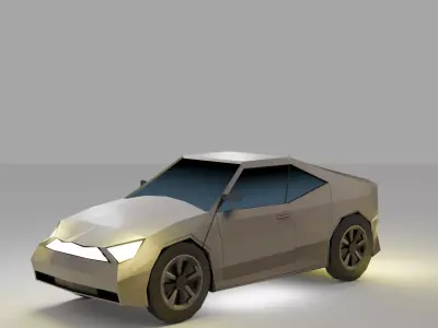 Low Poly Stylized Sports Car Game Ready 3D Model  Low-poly 3D model