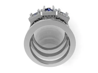 Halo Ring With 2 Channel Setting Band 4030 3D print model