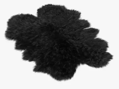 Sheepskin black rug 3D model