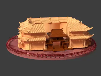 Chinese wooden ancient house 3D model