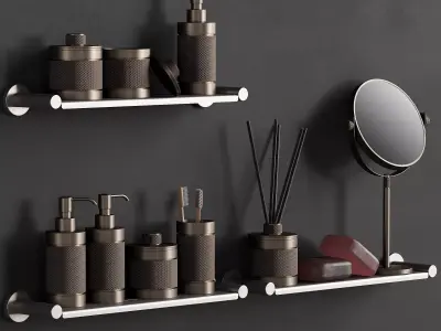 089 Bathroom decor set ACCESSORIES Bronze Matte 00 3D model