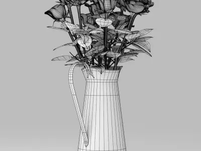 Pink roses in pither 3D model