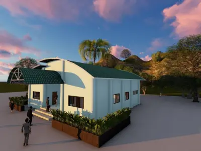 Cafeteria or Canteen Design  Low-poly 3D model