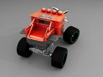 Skull Monster Truck Low-poly 3D model