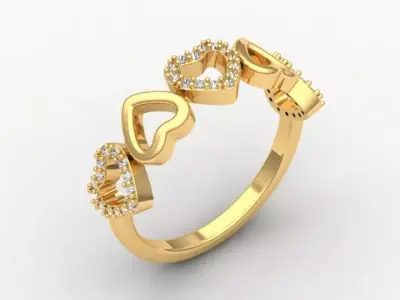 A Symphony of Hearts Yellow Gold Lab Grown Diamond Heart Band  3D print model