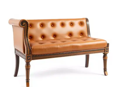 Elegant Leather Bench model pack Low-poly 3D model