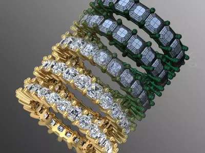 Ring ri215  emerald  square  3D print model