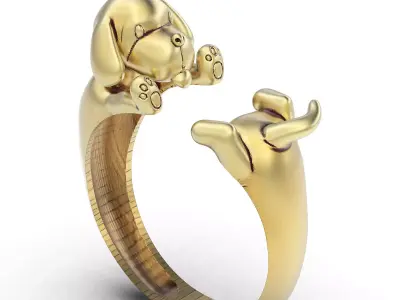 Dog ring silver gold jewelry printable 3D model 3D print model