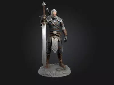 Geralt of Rivia 3D Printable Figure  Highly Detailed 3D print model