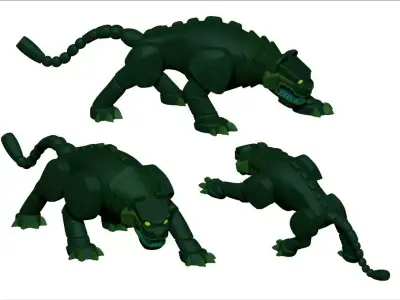 Jaguar Aztec Statue 3D model