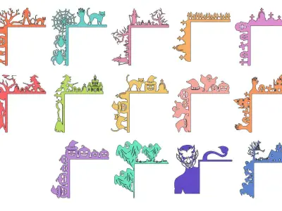 HALLOWEEN DOOR OR WINDOW CORNER SET OF 14 MODELS VOL 1 3D print model