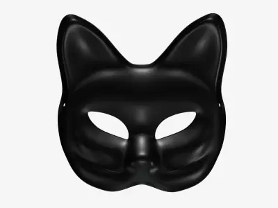 Half-face kitsune carnival mask 3D model