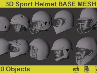3D Sport Helmet Base Mesh 3D model