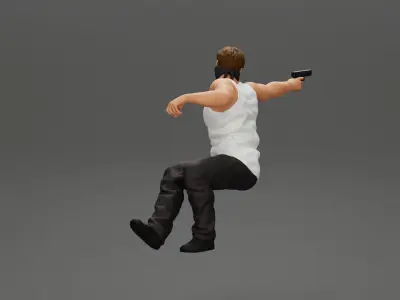 A masked gangster man riding in a car and holding a gun 3D print model