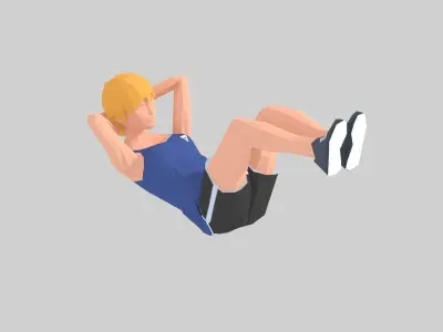 Crunch  Exercise Woman Animation Low-poly 3D model