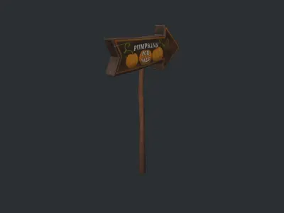 Pumpkins for Sale Sign  Low-poly 3D model