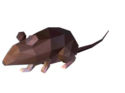 Animated Rat Mouse Lowpoly Art Style Low-poly 3D model