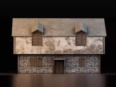 Medieval Rustic Two-Storey House Low-poly 3D model