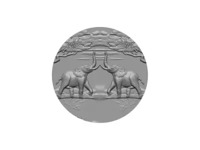 elephants relief nature 3D print model