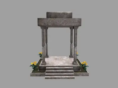 Stone Gazebo Low-poly 3D model