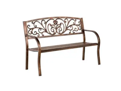 Blooming Iron Garden Bench Chair 3D model