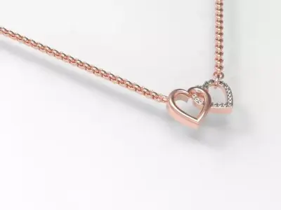 Double Heart Pendant Necklace Free 3D print model