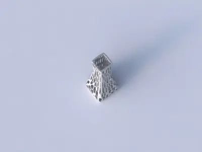 Vase squeezed rectangle with faceted organic lattice 3D print model