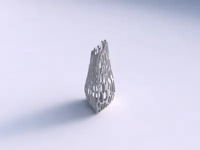 Vase puffy tipped triangle with cracked organic lattice 3D print model