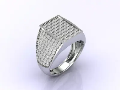 Print Ready STL 3DM  Gents Rings Diamond Men Ring  3D print model 15