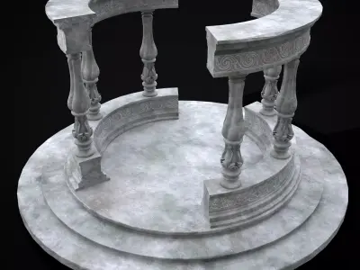 Double Opening Pavilion Low-poly 3D model