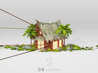 Beach House Free low-poly 3D model