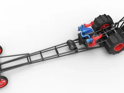 Front engine dirt dragster with turbo V8 Scale 1 to 25 3D print model