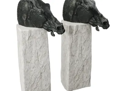 Horse head sculpture pedestal 3D model