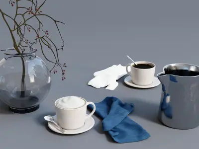 Table Decoration Set and Vase 3D model
