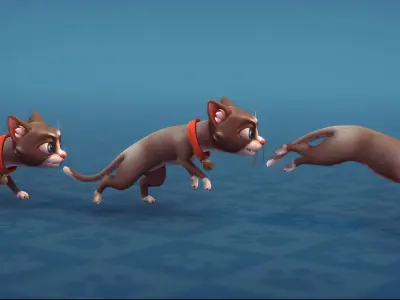 Cats Cartoon Low-poly 3D model