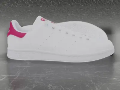 Adidas 3D Shoes - White - Pink - Stan Smith Series Low-poly 3D model