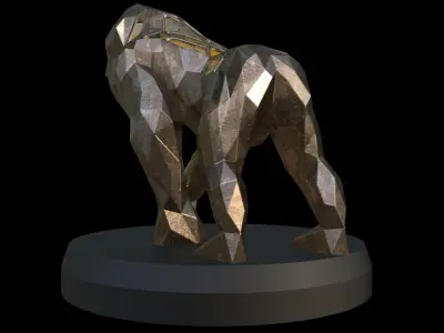  Steampunk Gorilla Pose Low-poly 3D model