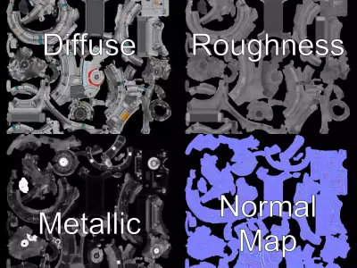 Futuristic Engine Core model pack Low-poly 3D model