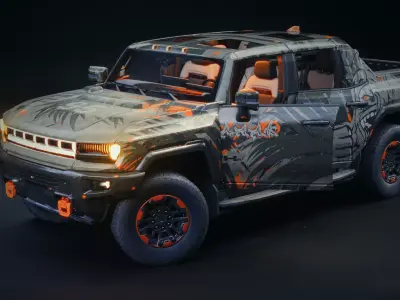 HUMMER EV 2022 Inferno Beast Livery Rigged Low-poly 3D model