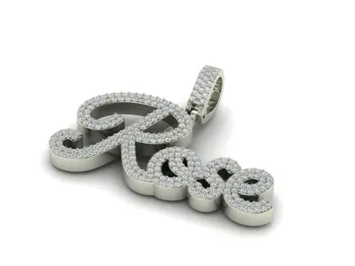 Custom Diamond Name Pendant ROSE 3D print model