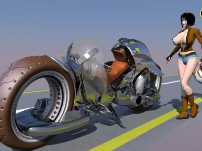 SCIFI SUPER BIKE  Low-poly 3D model