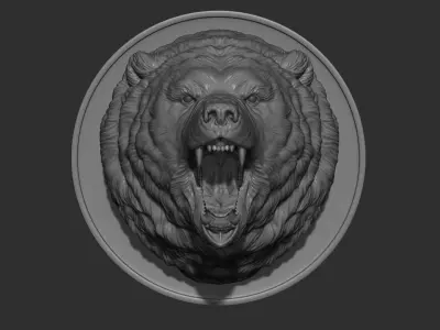 Grizzly bear grin roar 3D print model