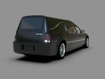 Black hearse 3D Car Low-poly 3D model
